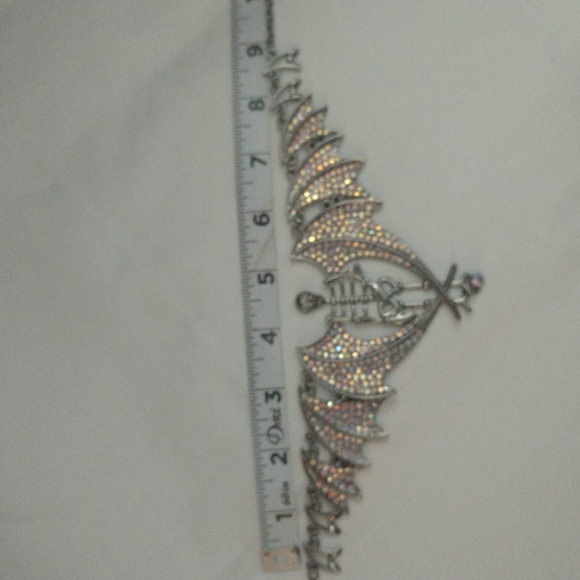 Necklace Skeleton with Bat Wings Halloween Rhinestone Bling Costume Gothic Punk - Picture 15 of 15